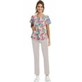 thumbnail image 4 of SAATLERI Christmas Womens Scrubs Set V Neck Top and Pant Cute Xmas Print Christmas Medical Uniform Jogger Suit Pocketed Nurse Workwear, 4 of 5