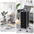 thumbnail image 4 of LINJH Rolling Cart Organizer Plastic Trolley with 10 Storage Drawers Utility Cart on Wheels Art Craft Organizer Ample Storage Space, Black, 4 of 10
