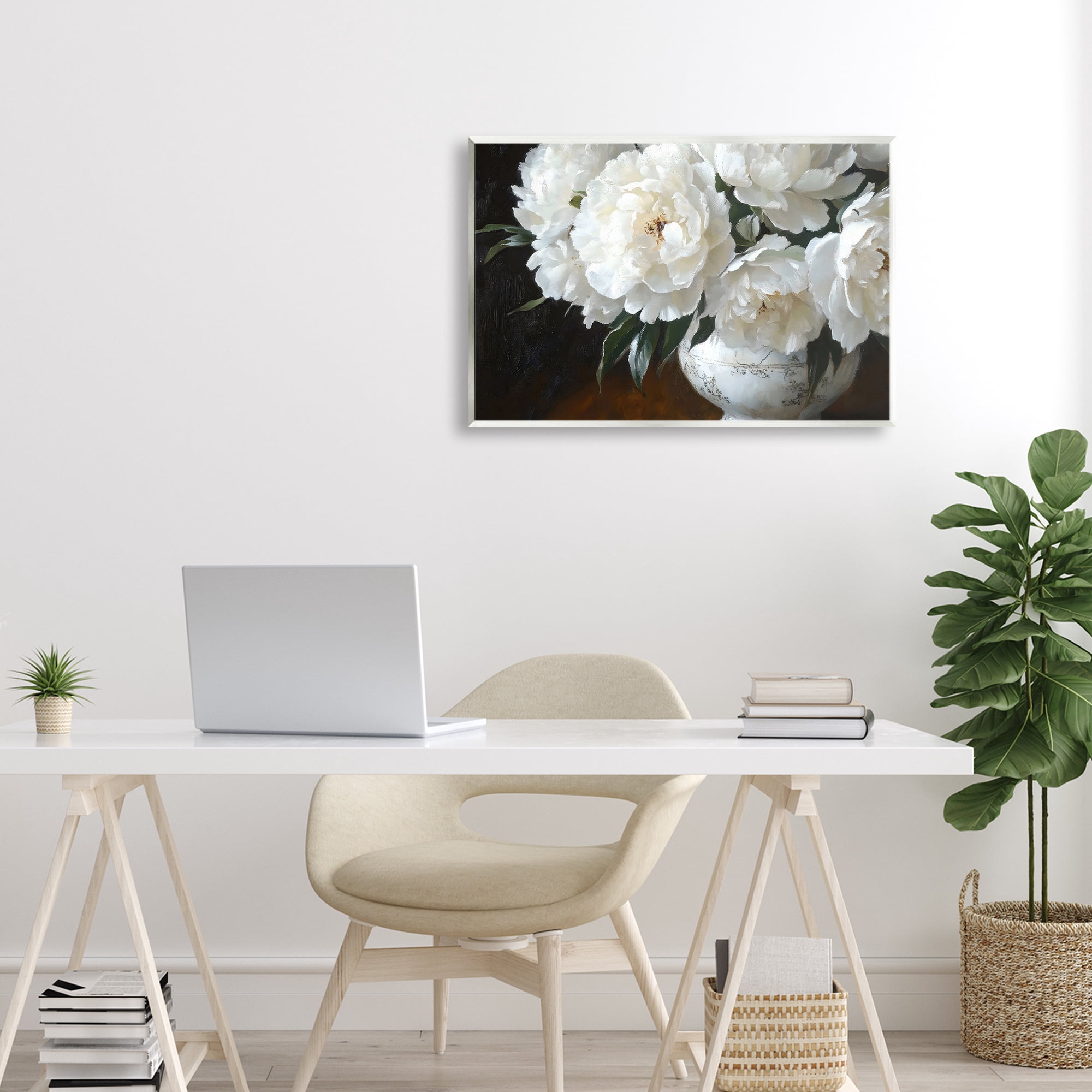Stupell Industries White Flowers in Vintage Vase Wall Plaque Art, design by Petal Prints Design