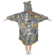 thumbnail image 2 of FORMRS Wearable Blanket Hoodie with Sleeves for Kids Cozy Flannel Sweatshirt, Halloween Dancing Skeleton, 2 of 7