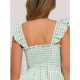 thumbnail image 5 of DARING DIVA Women's Gingham Peplum Square Neck Sleeveless Plaid Blouse XL Light Green, 5 of 7