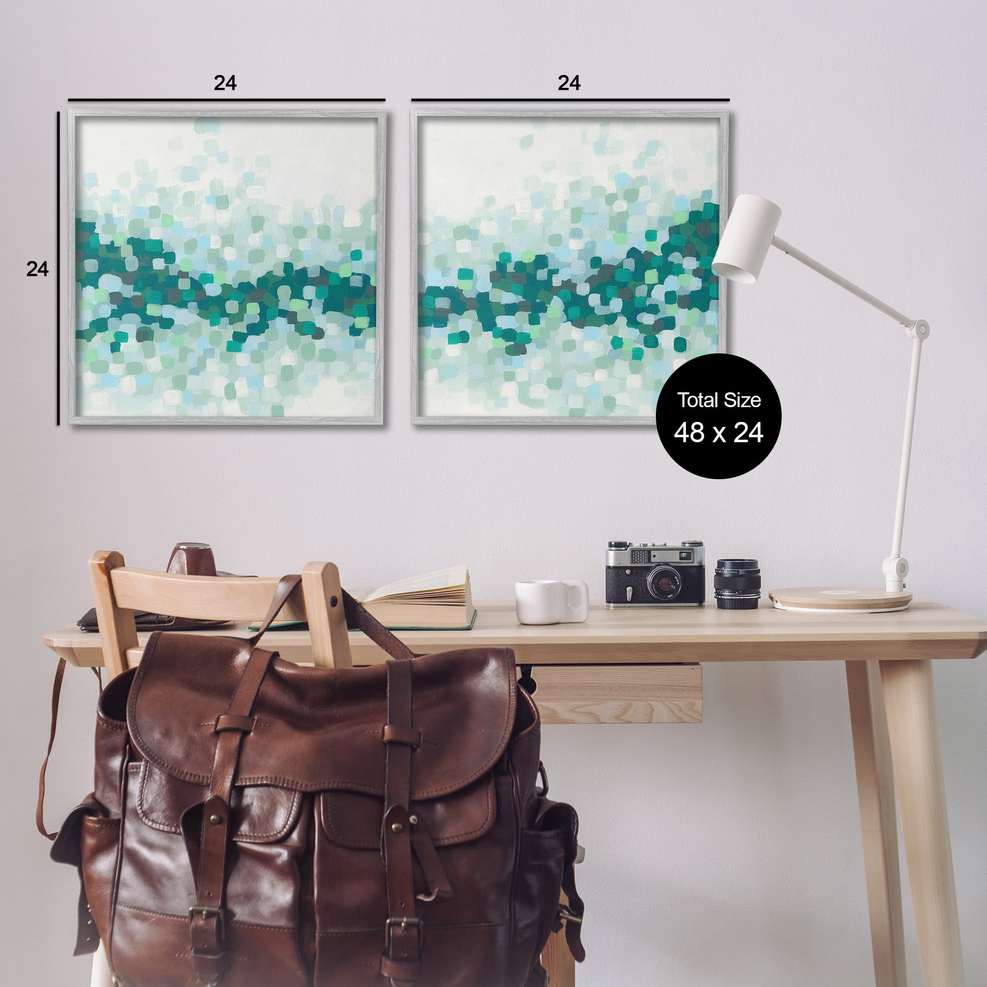 Stupell Industries Abstract Speckled Horizon Abstract Painting Gray Framed Art Print Wall Art, 24 x 24, Set of 2