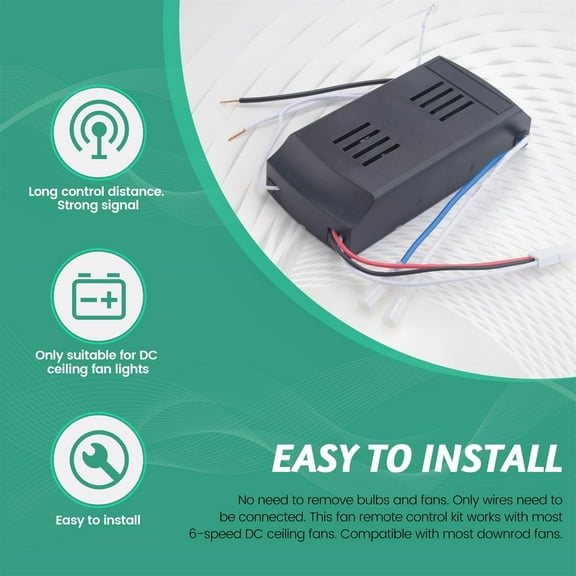 Universal Ceiling Fan Remote Control Replacement with 6 Speed Adjustable Settings and Programmable Timer Function
