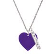 thumbnail image 1 of Delight Jewelry Acrylic 1" Purple Heart Silvertone Be Strong and Courageous Bar Charm Necklace, 23", 1 of 4