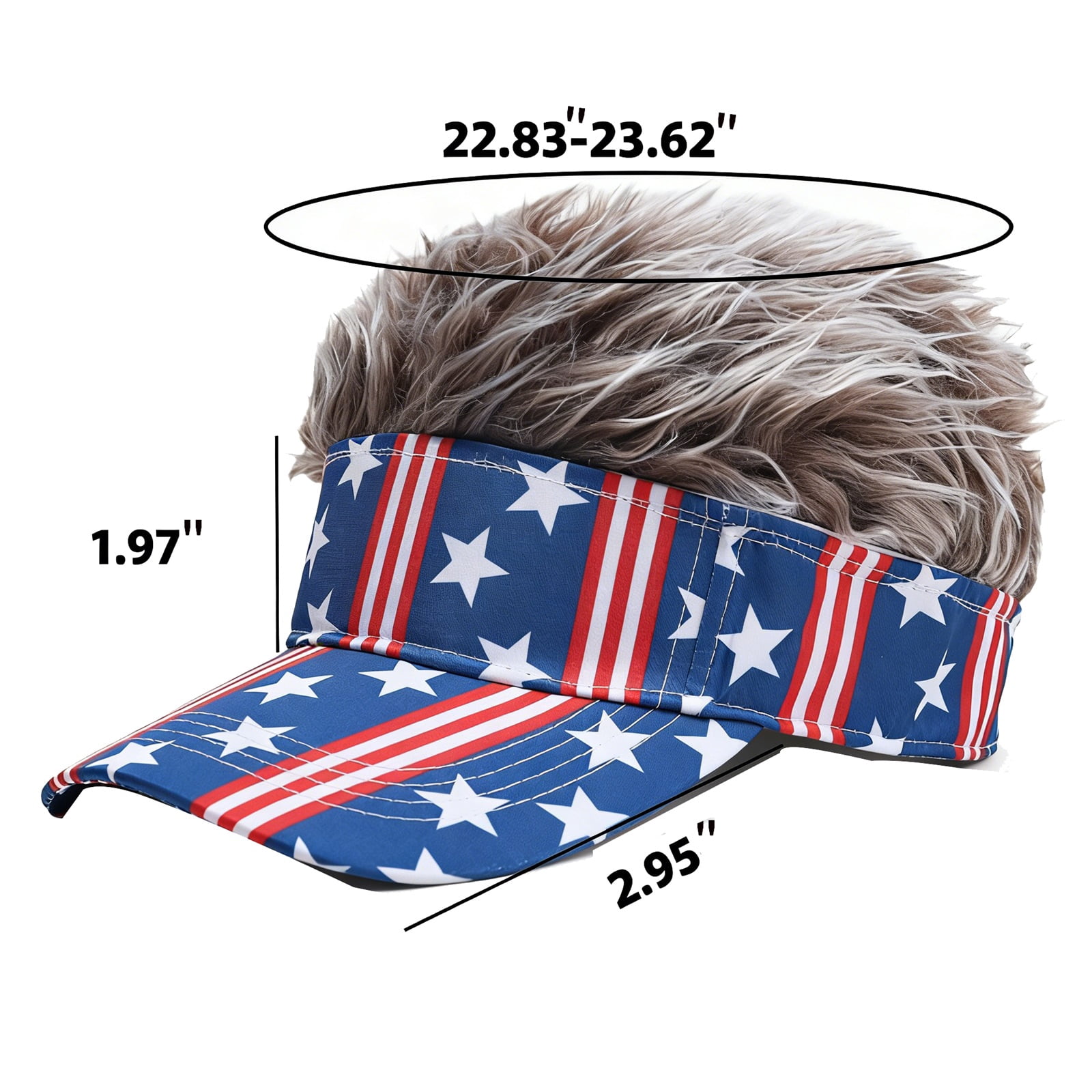 Evdexr 250 Anniversary USA Wig Cap American Flag Sun Visor hats with Hair for Men and Women, Adult Patriotic Hair Hat, Women’s 4th of July Caps I