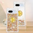 thumbnail image 3 of Glitter Clear Sparkly Bling Google Pixel 7A Case, Flowing Liquid Quicksand Cover with Diamond Ring Holder Case for Google Pixel 7A  Gold, 3 of 14