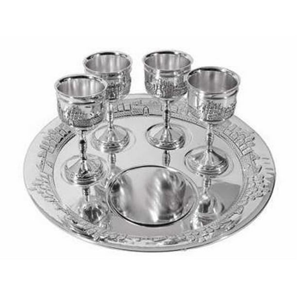 CommunionSet8 Plate & 4 Cups W/BagSilver Plated