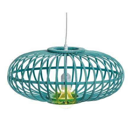 

Gallerie II Oblong Bamboo Coastal Tropical Pendant Lamp Blue