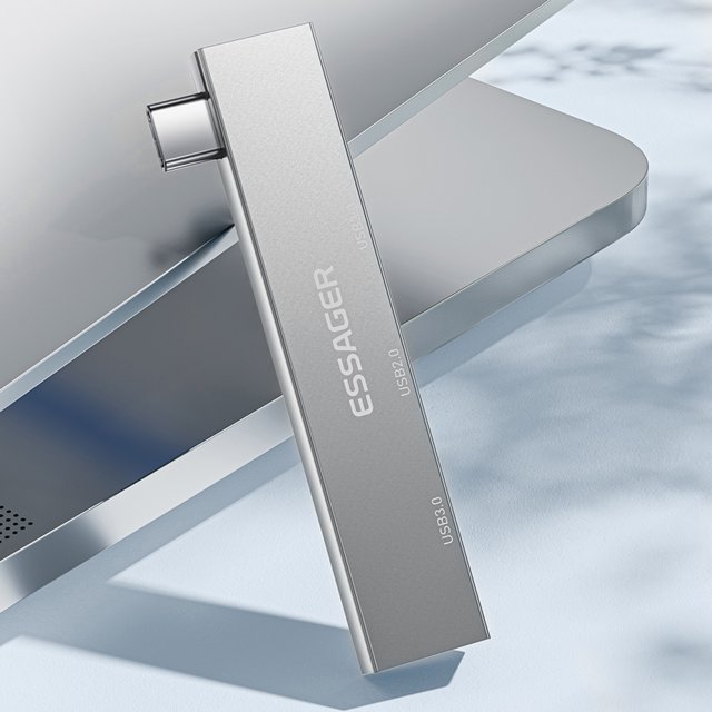 ESSAGER tipo C a concentrador USB 3 en 1 concentrador de expansión portátil para computadora/tableta/teléfono