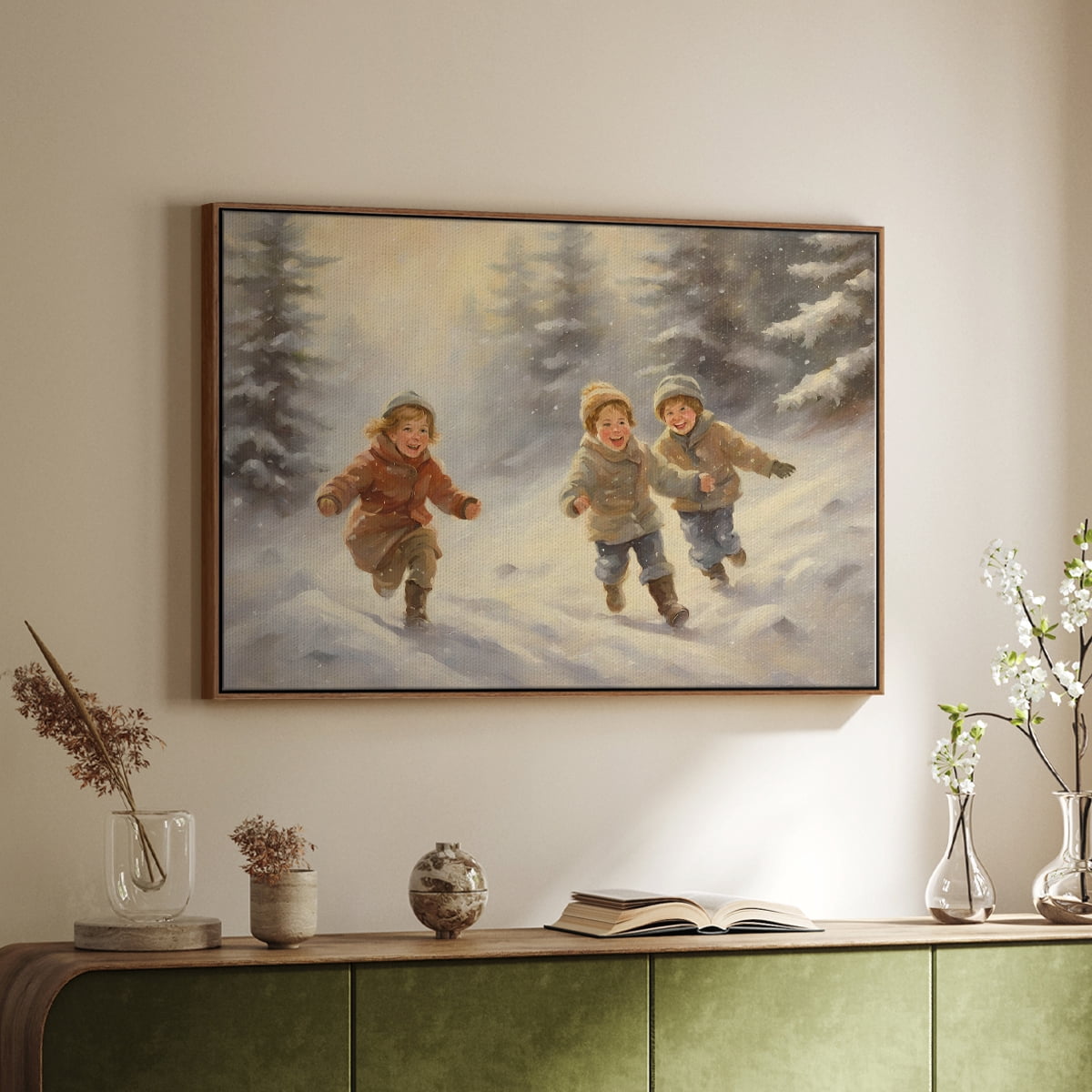 Vintage Landscape-CLXXVII By Wexford Home Framed in Walnut Wood Gallery Wrapped Canvas 17 in. x 25 in.
