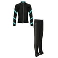 thumbnail image 3 of Sxiwei Kids Girls Rhinestones Ice Skating Clothes Set Figure Skating Pants with Jacket 2 Pcs Athletic Sports Outfits Cyan 12, 3 of 6