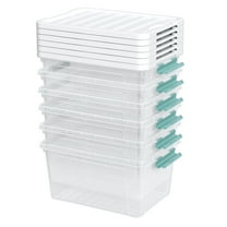 Haodehen 6-Pack Clear Plastic Storage Bins with Lids, 35 Quart Latch Storage Box