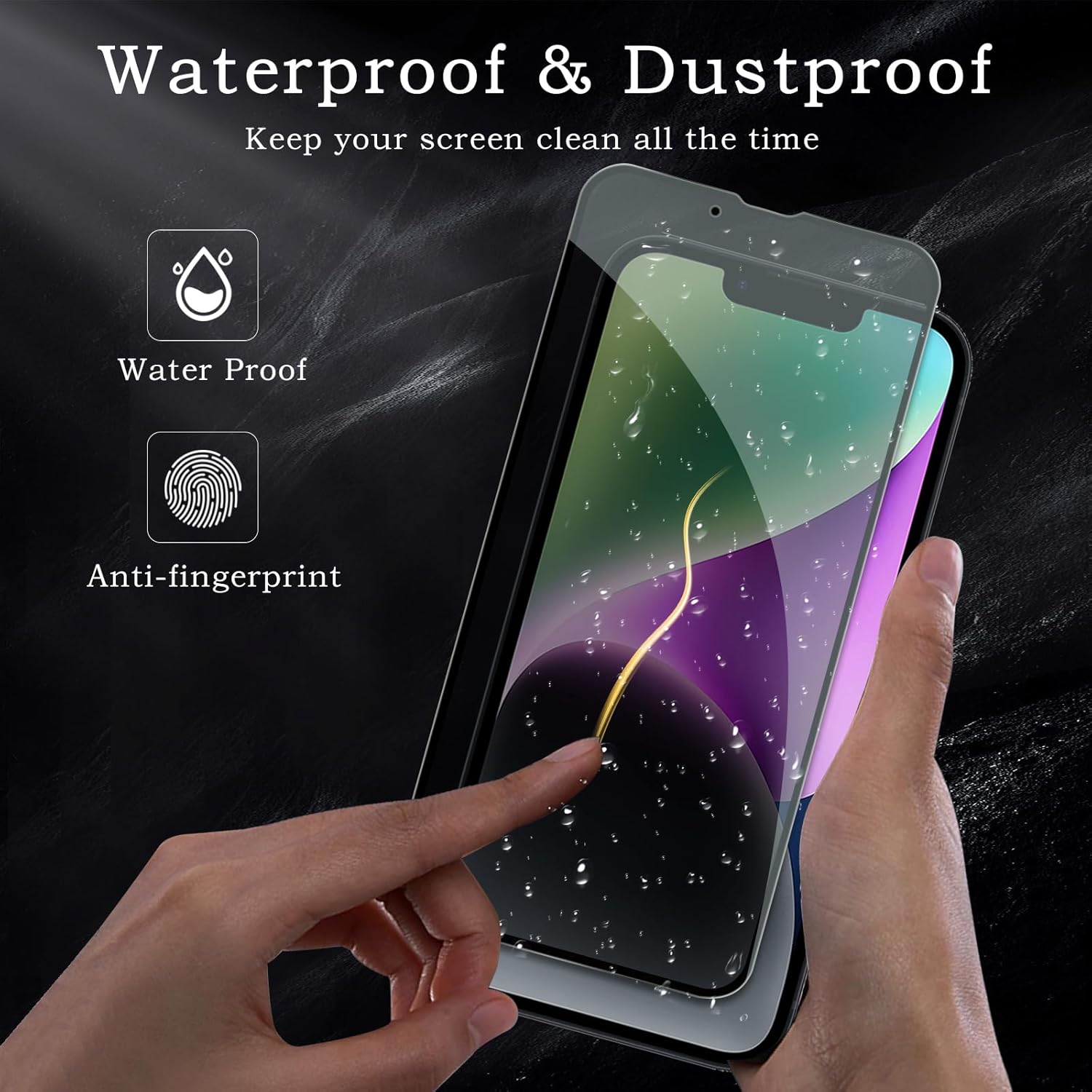 NEOYFC for Screen Protector for iPhone 14, Shatterproof Tempered Glass Accessories, Anti Spy Tempered Glass Film, Case Friendly Ultra Resistant 9H Hardness Anti-Glare HD Black -3 Pack