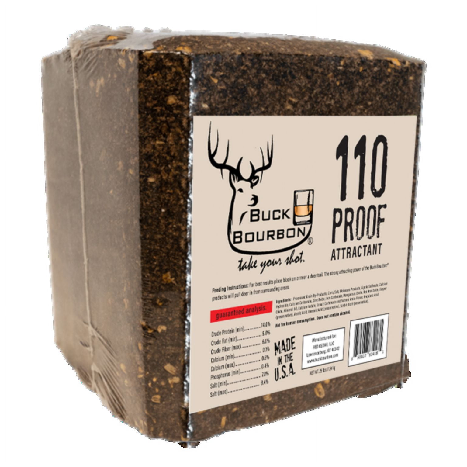 Buck Bourbon Brand - 110 Proof Deer Attractant Block - 25 Pounds- New