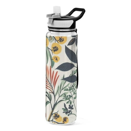 

Sports Water Bottle 1000ML Tritan Food Grade Clear Water Bottle Fitness Outdoor Sports Bike Yellow Flower Cluster
