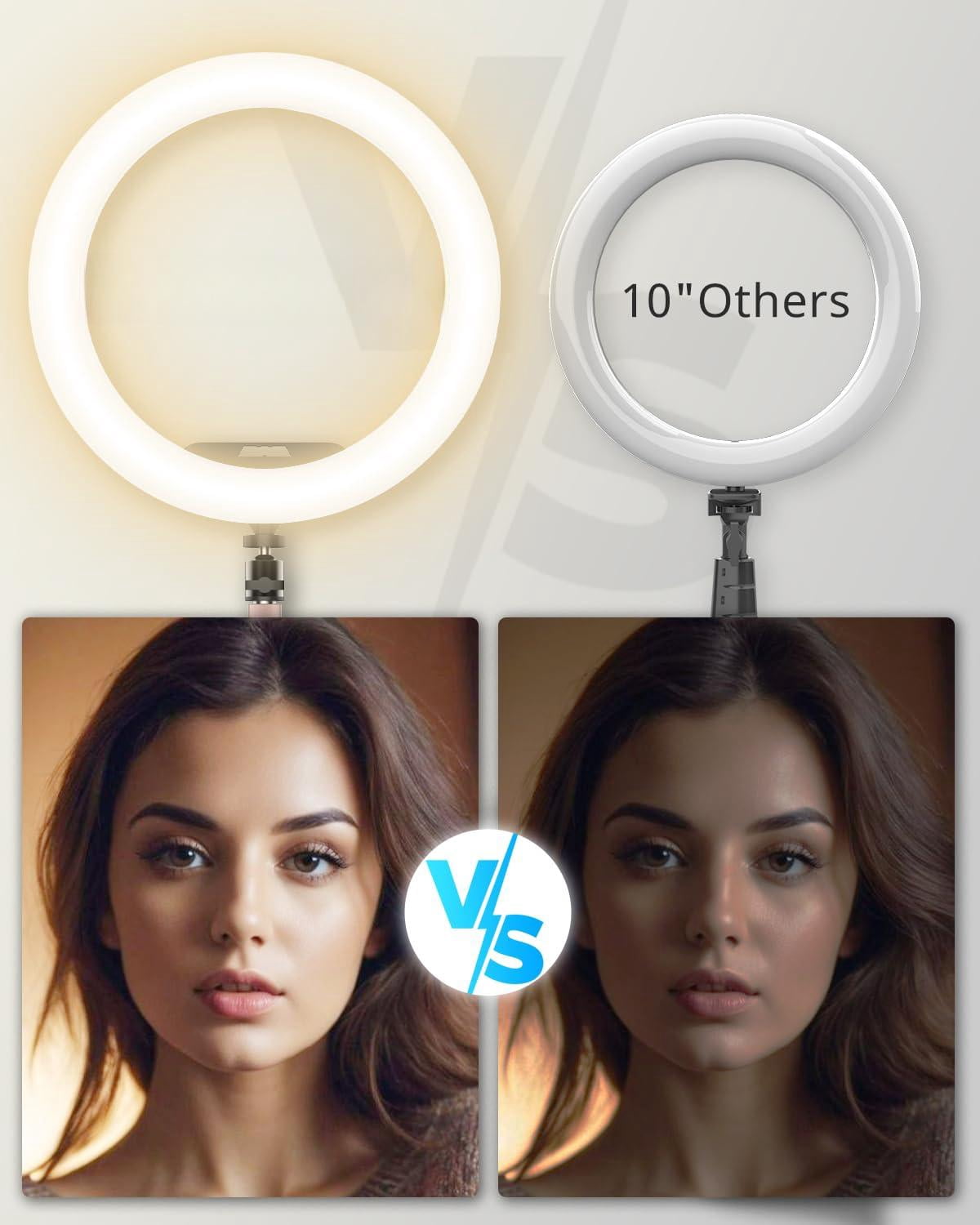 12" Desk Ring Light With Stand And Phone Holder  Overhead Mount For Video Recording Zoom Meeting Live Streaming Compatible Android Cameras