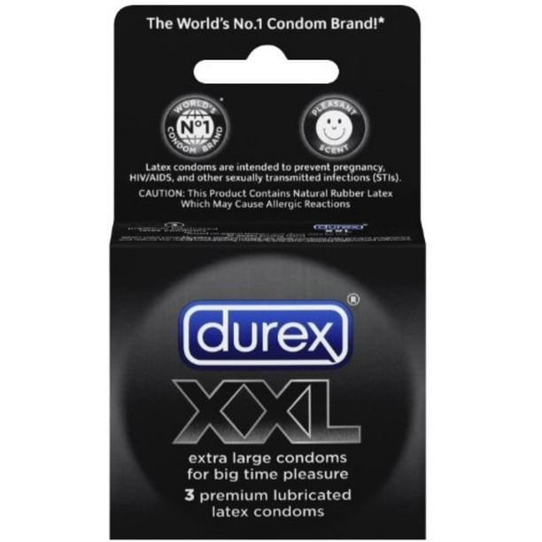Durex XXL Condoms Lubricated Latex 3 Each (Pack of 2)