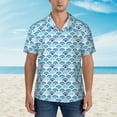 thumbnail image 2 of Balery Blue Fish Scale Texture Camisas hawaianas de manga corta para hombre, camisas playeras de corte holgado, camisas de vacaciones con botones,X-Large, 2 of 7