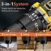 Gisam Cordless Drill Set 21V Power Drill Set with 2Ah Battery 3/8Keyless Chuck 23+3 Position Electric Drill 2 Speed Cordless Hammer Drill,24 Accessories