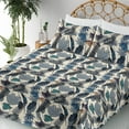 thumbnail image 3 of Ambesonne Exotic Jungle Life Fitted & Flat Sheet with Sham 3 Pcs Set, Modern Boho Moth, Twin, Champagne and Dark Sky Blue, 3 of 5