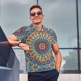 thumbnail image 5 of Daiia Round Mandala Pattern Men’s Polo Shirts,Solid Deck Shirt,Classic Fit, Breathable Cotton Polo for Casual and Sport Wear-Small, 5 of 7