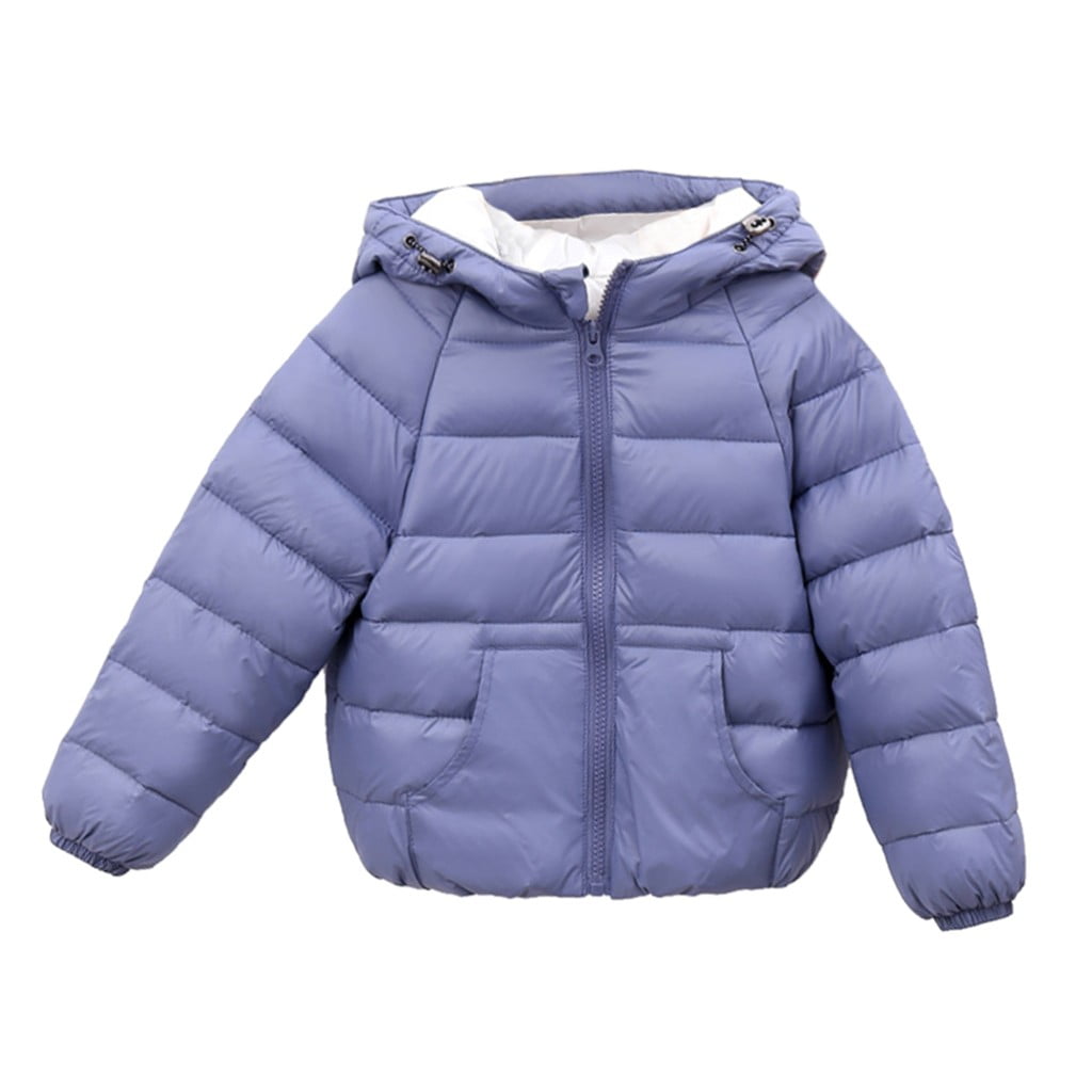 TAIAOJING Baby Girls Jacket Winter Child Kids Solid Color Hoodie Zipper ...