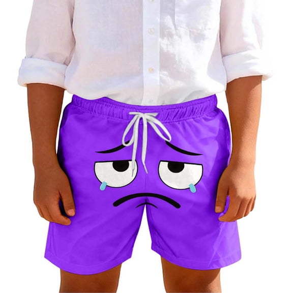 Purple Boys Swim Trunks, Quick Dry Adjustable Waist Beachwear Shorts for Kids Boys 5-14 Years,Size 9 T