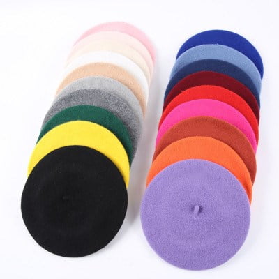 Baby Kids Spring Autumn Winter Hats Children Wool Berets Boys Girls New Fashion Cap Children's Painter Cap French Cap 2020YellowOne Size He Qiyong unisex