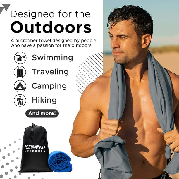 Quick Dry Towel Fast Drying Lightweight for Travel Camping Towels Microfiber For Gym Swim Towels For Swimmers Camp Beach Sports Backpacking Hiking Fast Drying 2 Pack Full Body and Hand