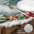 thumbnail image 4 of Coastal Christmas Snowman Table Cloth, Round Fitted Tablecloths with Elastic Edge, Starfish Xmas Tree Beach Wipeable Waterproof Table Cover for Kitchen Wedding 55-60 Inches, 4 of 4