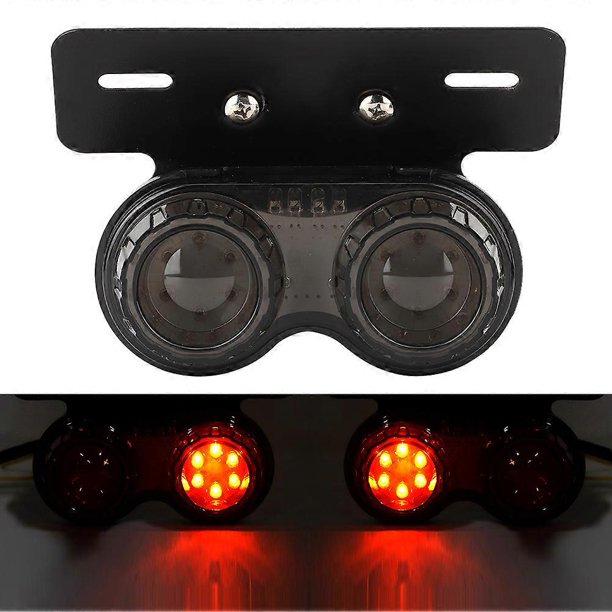 12V Round Motorcycle LED Brake Tail Light Rear Lamp Universal Modified AccessoryRed Lens