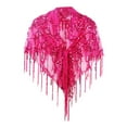 thumbnail image 5 of fenteer Women Shawl Wrap Comfortable Sequin Evening Cape Wrap for Summer Party Dance Rose Red, 5 of 8