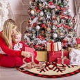 thumbnail image 1 of Vestido de árbol de Navidad de punto rojo con copos de nieve y renos para decoración de fiestas en interiores y exteriores (solo falda de árbol de Navidad) LingWen 9024715172181, 1 of 1