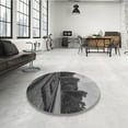 thumbnail image 3 of Ahgly Company Indoor Round Patterned Dark Gray Black Area Rugs, 4' Round, 3 of 6
