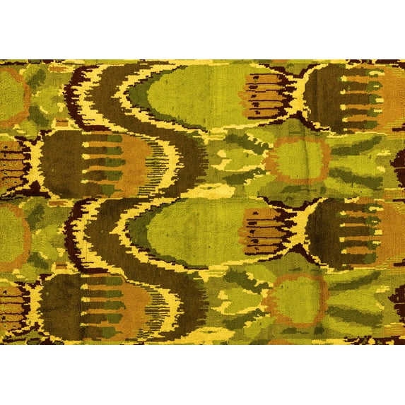 Ahgly Company Indoor Rectangle Abstract Yellow Modern Area Rugs, 3' x 5'