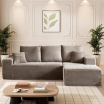 AENKYO Modular Sectional Couch with L-Shape Chaise — Modern Living Room Sofa, Brown, Right-Facing, No Assembly