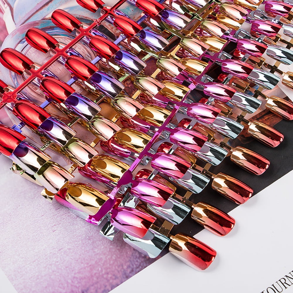 Long Press Nails Ballerina Fake Nails Glitter Glossy Full Coverage ABS Nail Stickers for Nail Art Women Girls