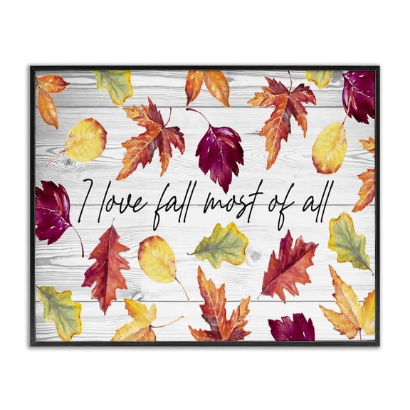 Stupell Industries Cottage Love Fall Most Of All Autumn Leaves Scattered Black Framed Giclee Art, 14 x 11, by Lanie Loreth