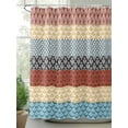 thumbnail image 2 of Shower Curtains Abstract Bohemian Floral Bath Curtain Vintage Red Blue Stripes Waterproof Bathroom Shower Curtain Set with Hooks Decoration 36 x 72 Inches, 2 of 7