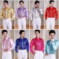 thumbnail image 3 of Camisa con lentejuelas para hombre, disfraz de actuación, disfraz de coro para adultos, disfraz de escenario, actuación de baile, camisa de manga larga, 3 of 5