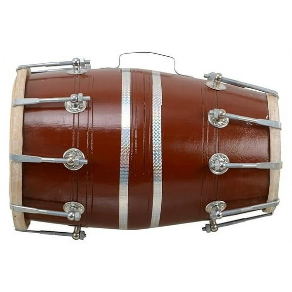 DYNAMIC INDIAN ART 18 Inch Size Wooden Dholak Indian Folk Musical Instrument Drum Nuts N Bolt With Cover.