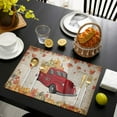 thumbnail image 4 of Placemats Set of 4 Washable,Red Truck Pumpkin Fall Leaves Placemat for Dining Table Decorations, Heat-Proof Table Mats for Kitchen Dinner Banquet Thanksgiving Autumn Kraft Paper, 4 of 6
