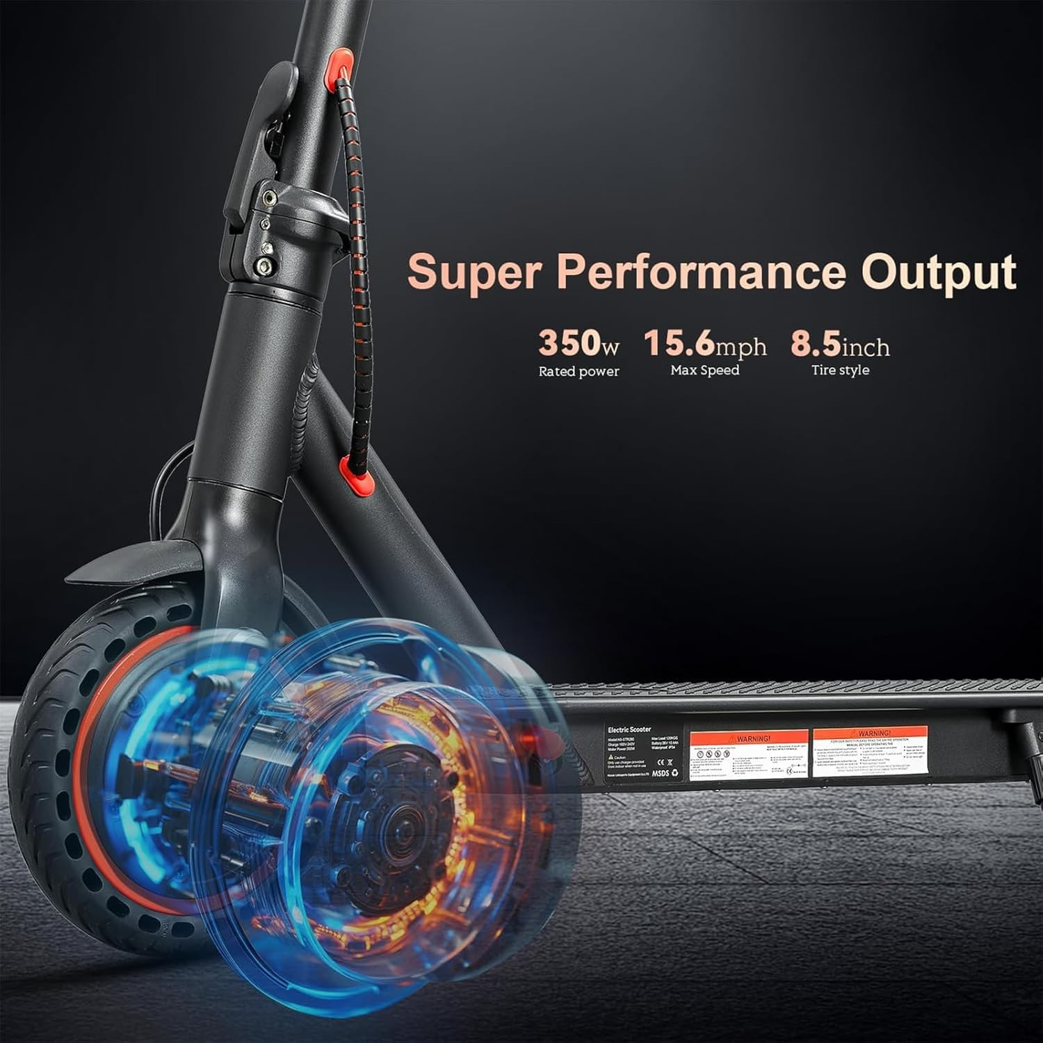 HEZZO Foldable Electric Scooter HS-04 Pro, 8.5" Tires, 15.5MPH, 25 Mile Range