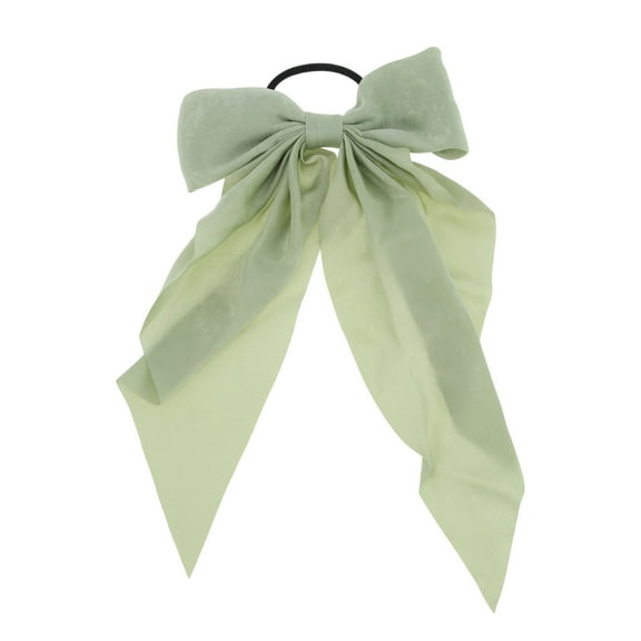 Unique Bargains 1 Pc Fashionable Solid Bow Ribbon Hair Elastic Band for Home Green