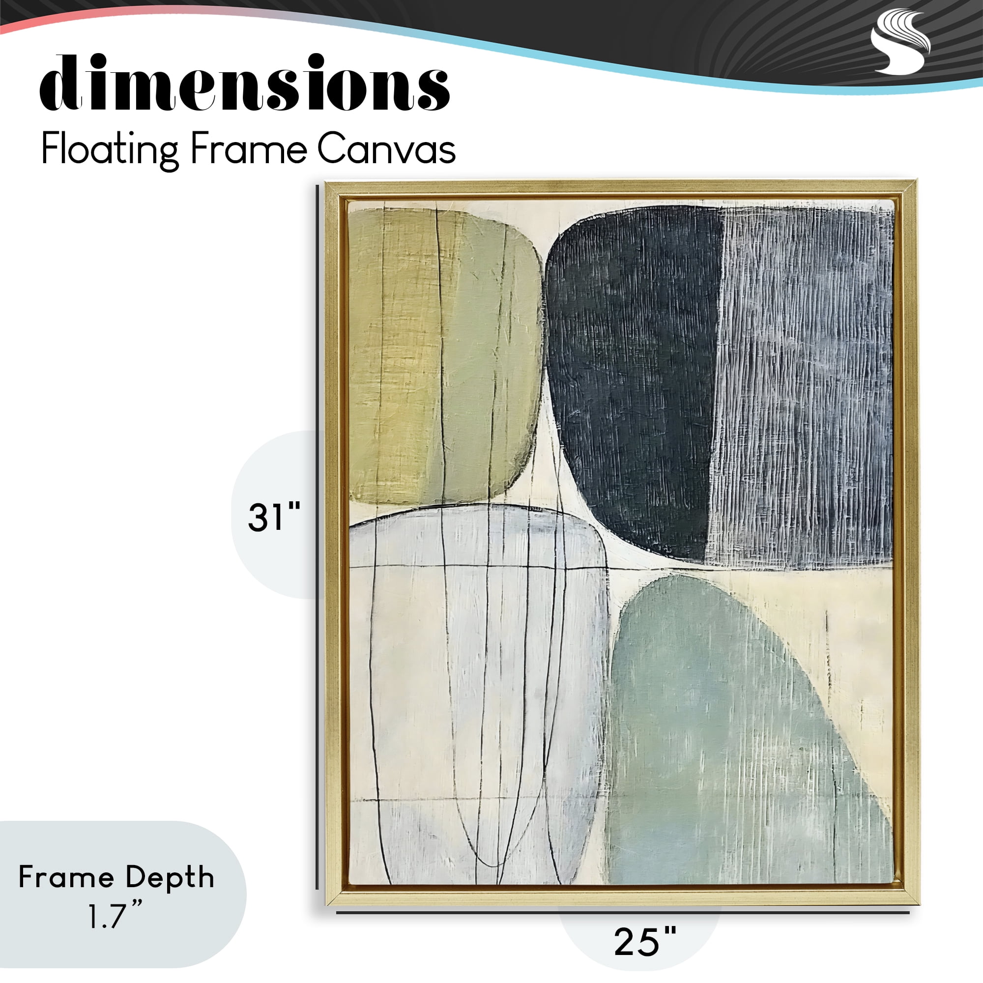 Stupell Industries Modern Organic Composition Gold Framed Floater Canvas Wall Art, design by Riley B