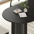 thumbnail image 4 of MAYEERTY Modern 79*33.5*30" Oval Black Dining Table with Arc - shaped Rattan Legs, Seats 6, 4 of 9