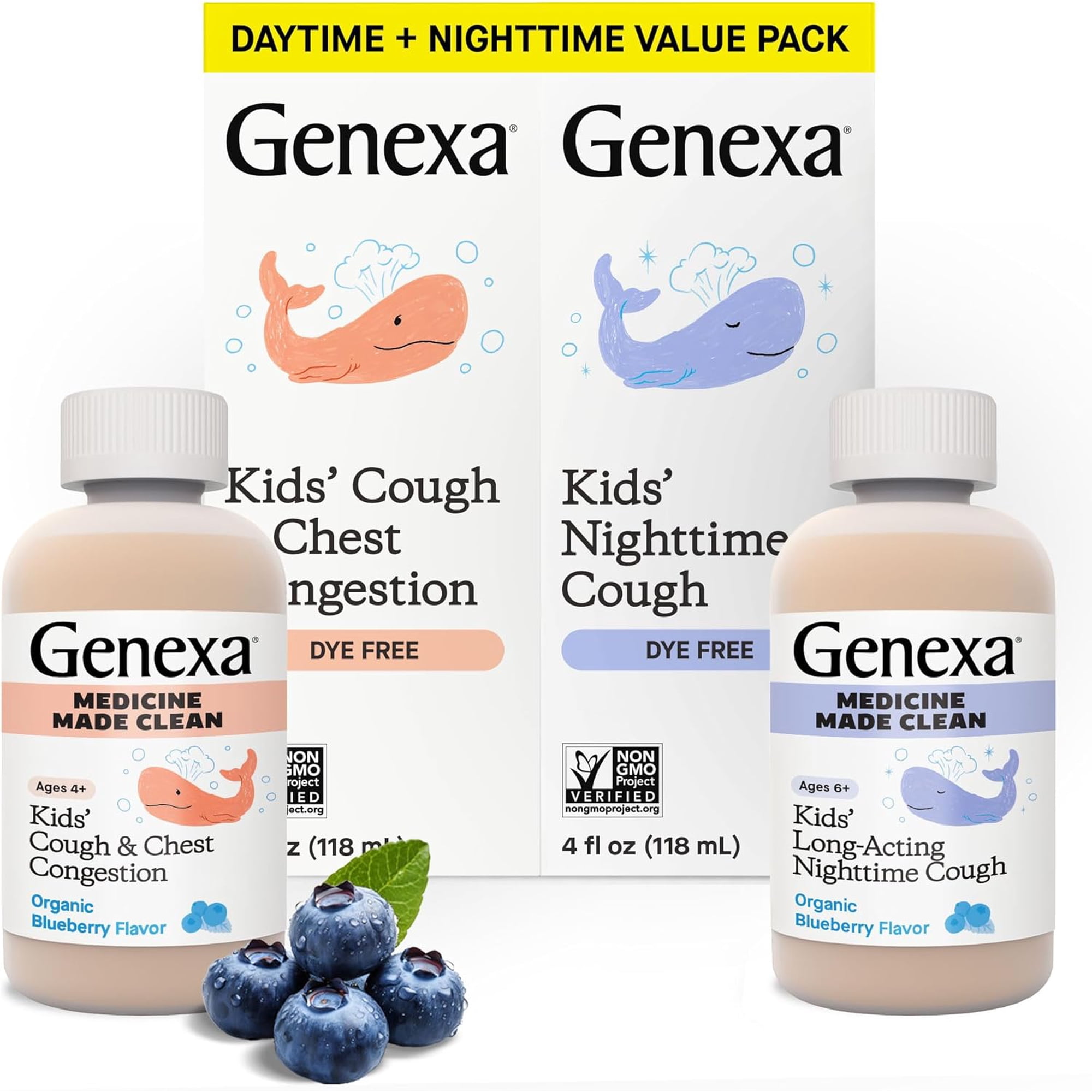 (Pack Of 4) Genexa Kids Cough DayNite Combo 8 Fl Oz