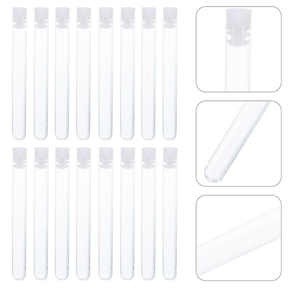 MLINS 50Pcs Clear Plastic Test Tubes with Lids for Sample Storage and Crafts Small Tubes for Bath Salts