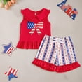 thumbnail image 2 of CAUYDY Toddler Girl 4th Of July Outfit American Flag Short Sleeve Shirt Patriotic Clothes Set 3 6 12 18 24 Months 2T 3T 4T (Sizes 2-3 Years,Red), 2 of 4