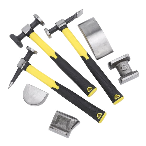 Martillo Para Carrocería De Automóvil, Plataforma Rodante De Utilidad, Kit De Reparación De Carrocería De Automóvil Con Agarre Cómodo, Acero Al Carbono Sólido, 7 Piezas A